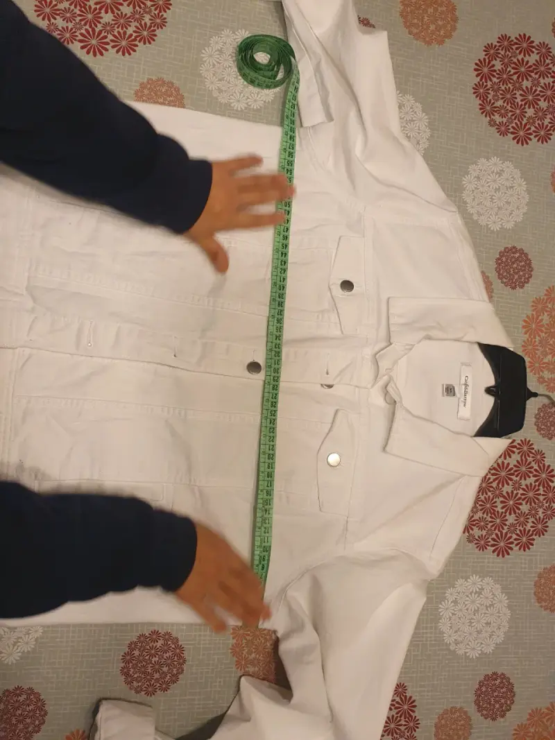 Chaqueta de mezclilla blanca para mujer talla L - 2