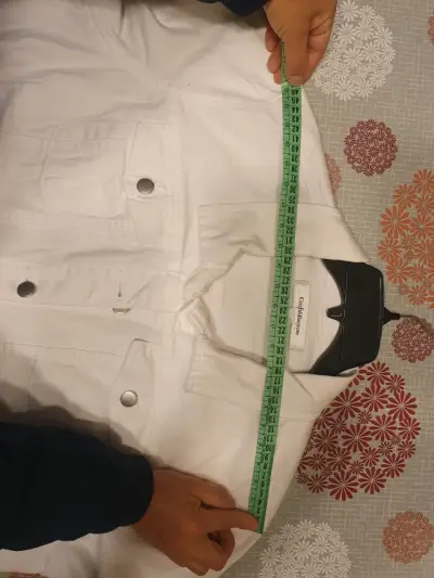 Chaqueta de mezclilla blanca para mujer talla L - miniatura 3