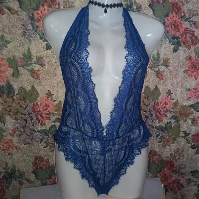 Body de encaje azul para mujer - miniatura 2