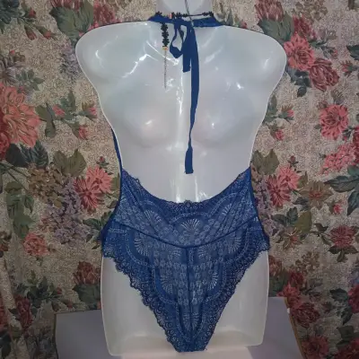 Body de encaje azul para mujer - miniatura 3