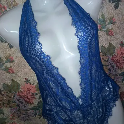 Body de encaje azul para mujer - miniatura 4