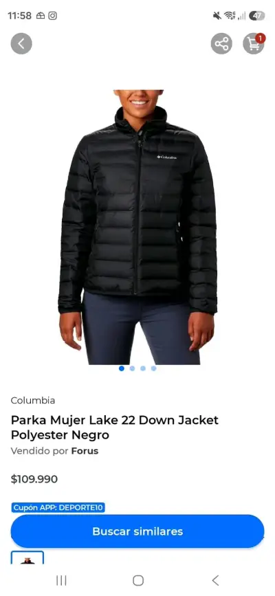 Parka Mujer Columbia Negra Lake 22 - miniatura 4