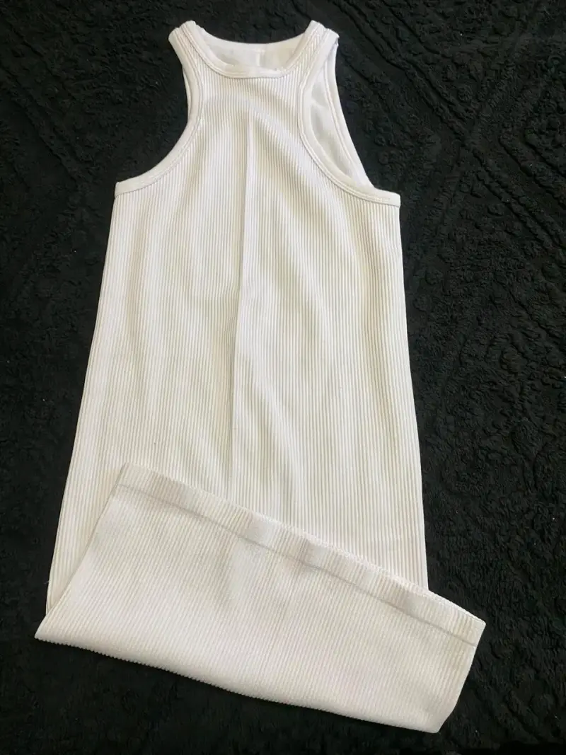 Vestido largo sin mangas blanco para mujer - 1