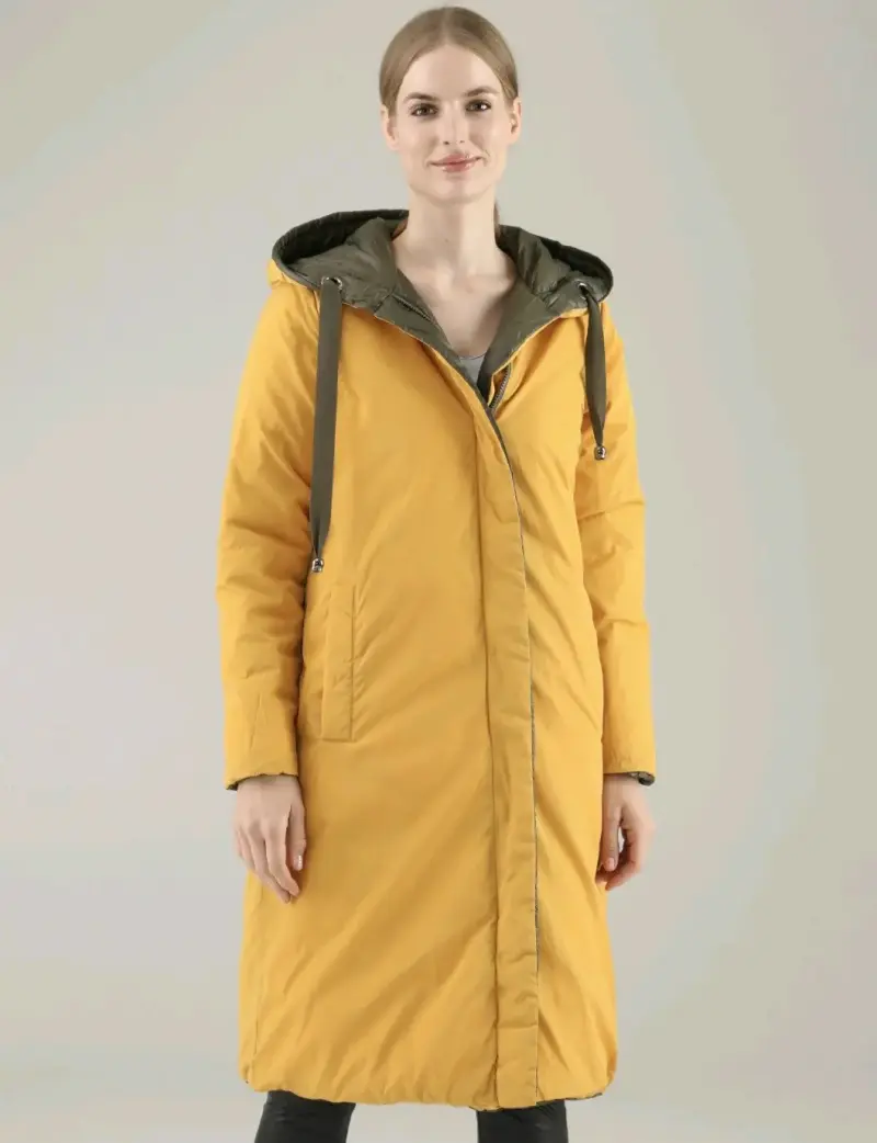 Abrigo reversible acolchado verde y amarillo - 3