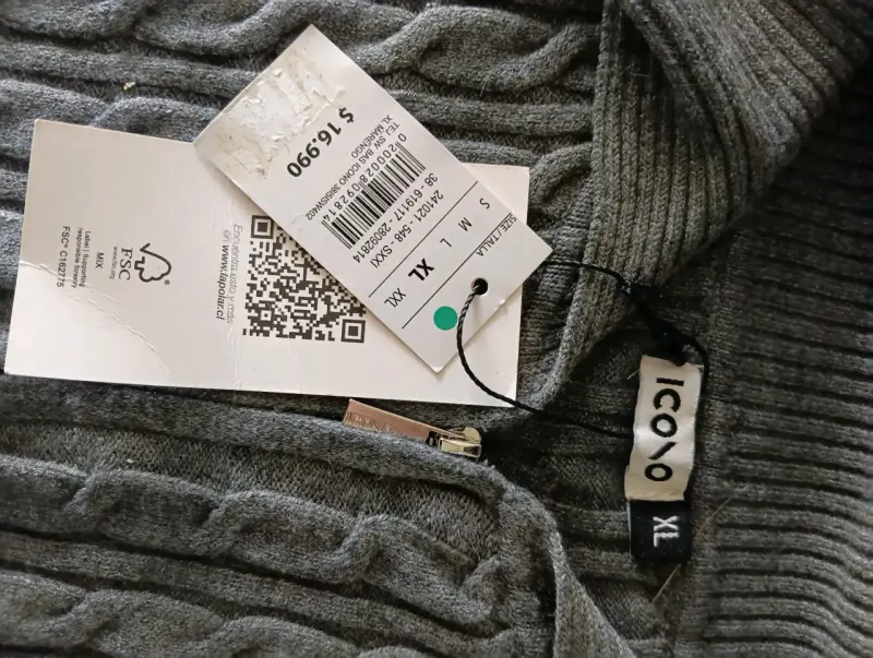Chaleco Crop Tejido Gris Doble Cierre XL - 4