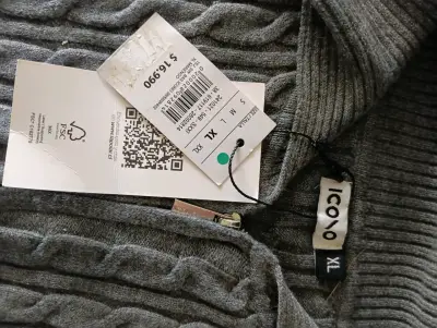 Chaleco Crop Tejido Gris Doble Cierre XL - miniatura 4