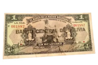 Billete antiguo Bolivia   un boliviano 1911 - miniatura 1