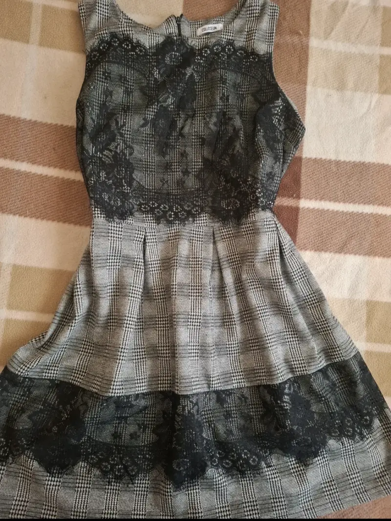 Vestido a cuadros con encaje Colloseum - 1