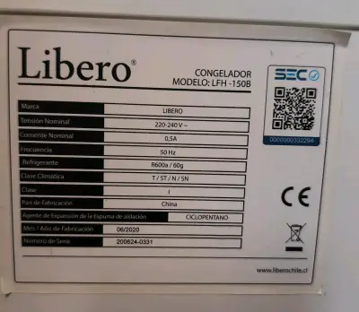 Congelador Libero 144L en excelente estado - miniatura 2