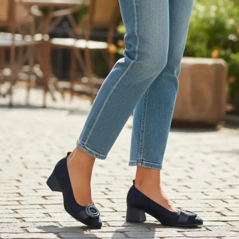 Zapatos Usaflex Negros Talla 40 CL Taco Ancho - 5