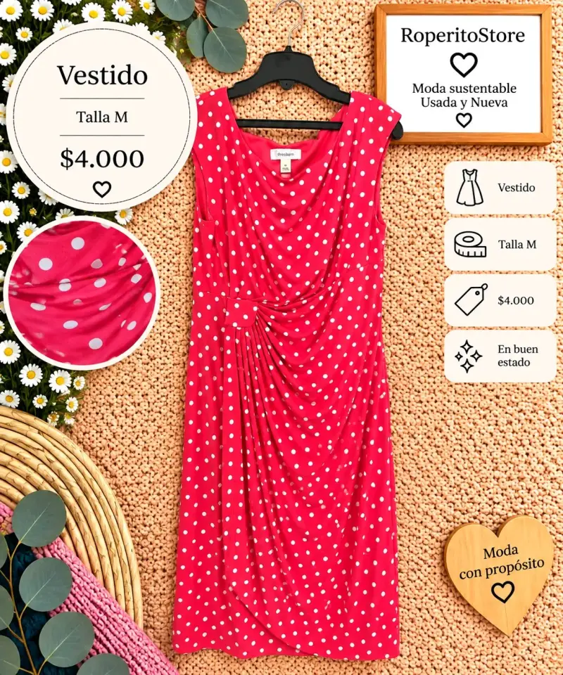 Vestido rojo con lunares talla M