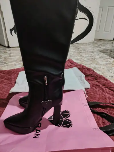 Botas de cuero negras con tacón alto C/Moran - miniatura 1