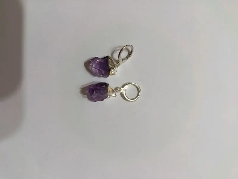 Aros de amatista con engaste de plata - 1