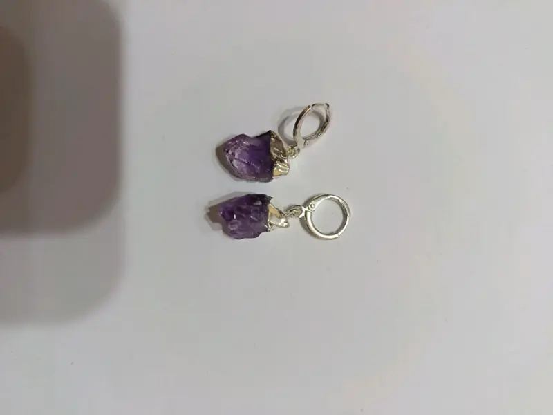Aros de amatista con engaste de plata - 2