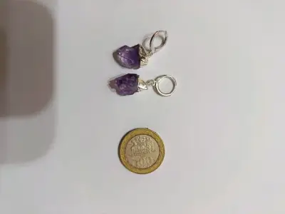 Aros de amatista con engaste de plata - miniatura 3