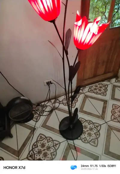 Lámpara de pie con diseño floral en rojo - miniatura 5