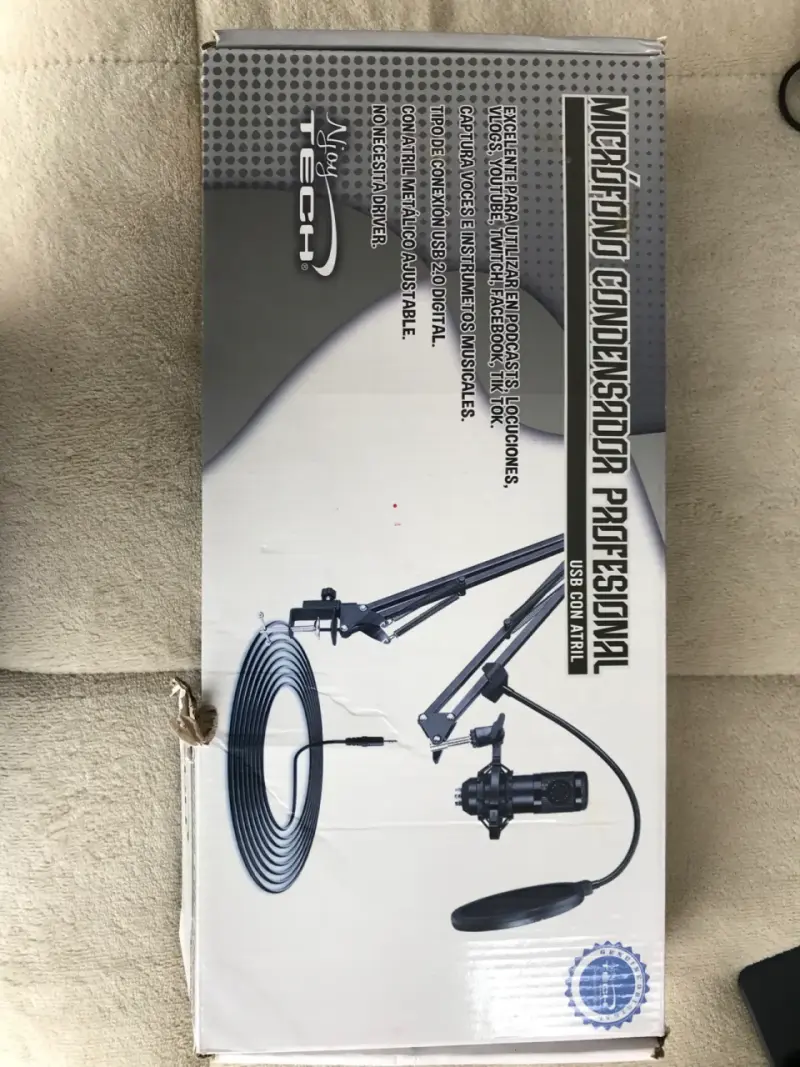 Micrófono condensador USB con atril ajustable - 1