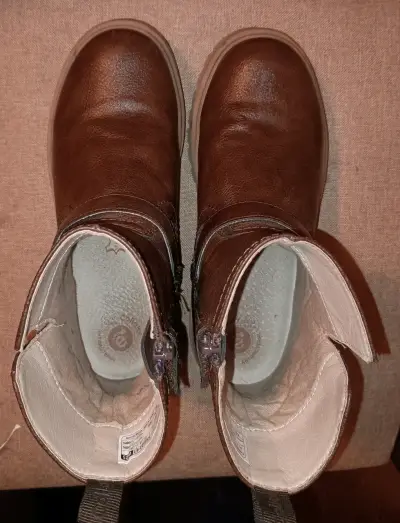 Botas de cuero marrón para niños Colloky - miniatura 1