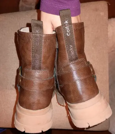 Botas de cuero marrón para niños Colloky - miniatura 2