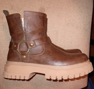 Botas de cuero marrón para niños Colloky - miniatura 3
