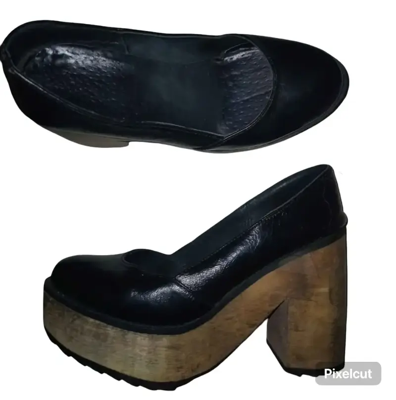 Zapatos de plataforma negros de cuero