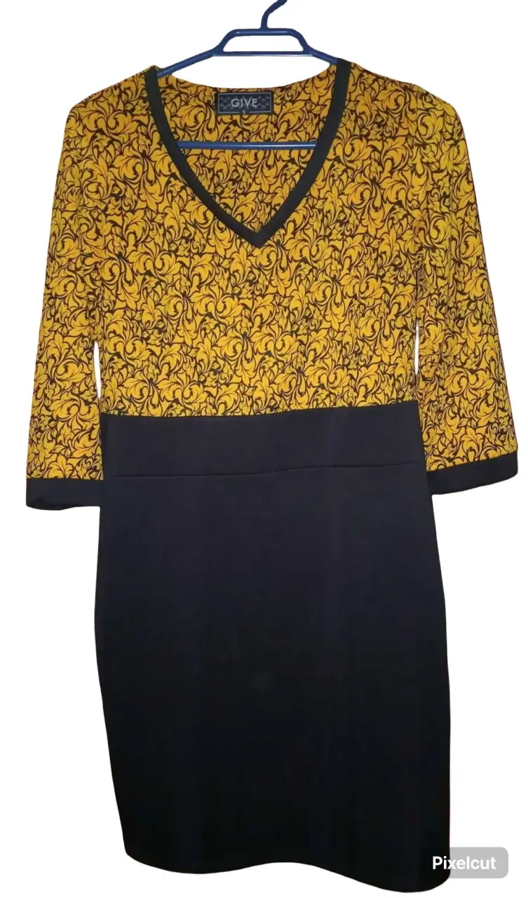 Vestido estampado amarillo y negro Give