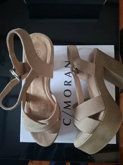Sandalias de tacón alto beige C/Moran - miniatura 3
