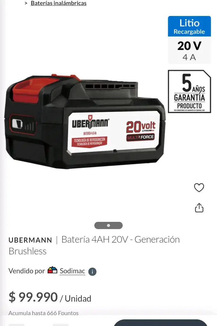 2 baterías Ubermann nueva 20V 4Ah Litio Recargable - 4