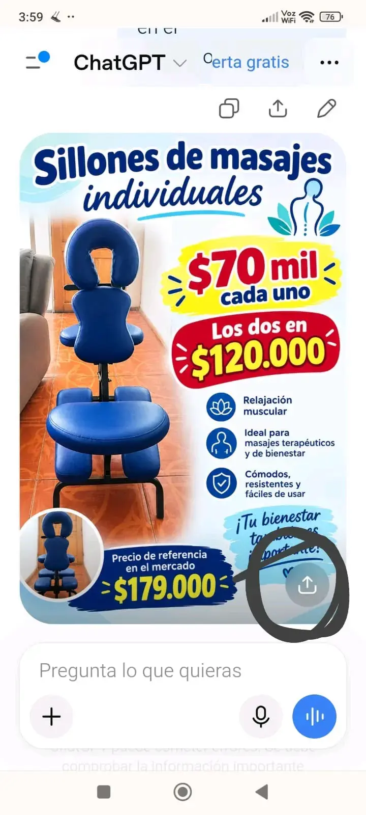 Sillón de Masajes Individual Azul