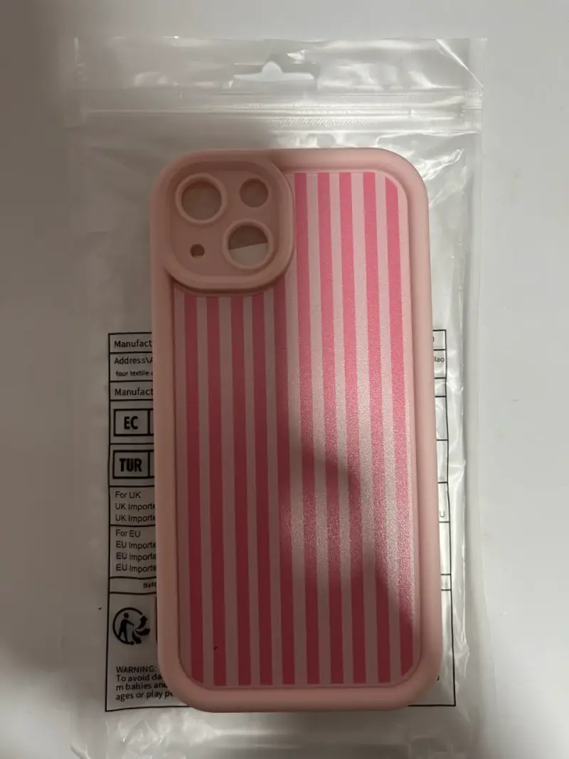 Funda de silicona rosa para iPhone con diseño de rayas - 2