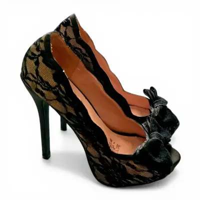 Tacones Peep Toe Diva Lounge con Encaje Talla 39 - miniatura 1