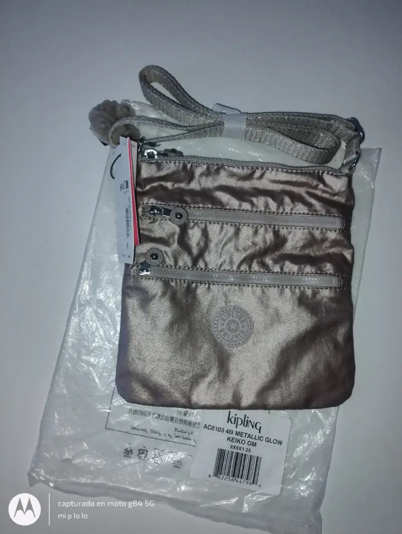 Crossbody Keiko beige metalizado Kipling - 5