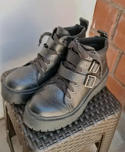 Botines de cuero negro Americanino - miniatura 1