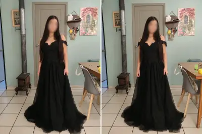 Vestido de noche largo negro elegante - miniatura 1