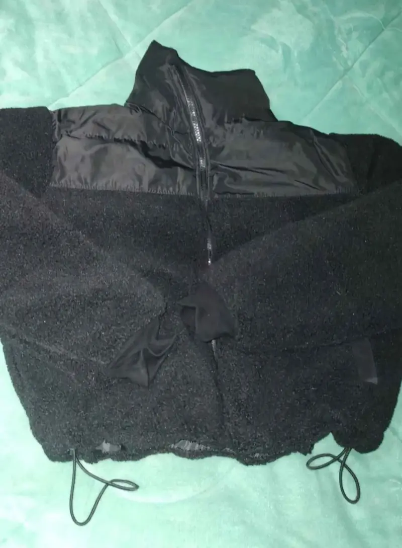 Chaqueta de lana negra con cierre - 1