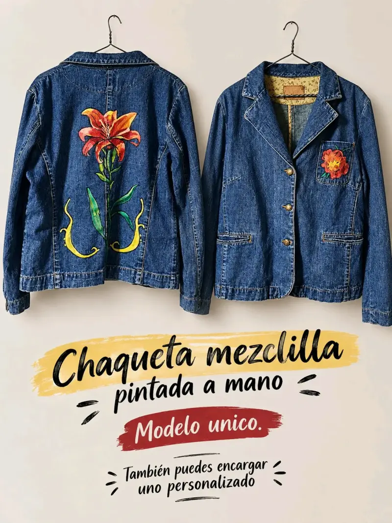 Chaqueta de mezclilla pintada a mano, modelo único - 1