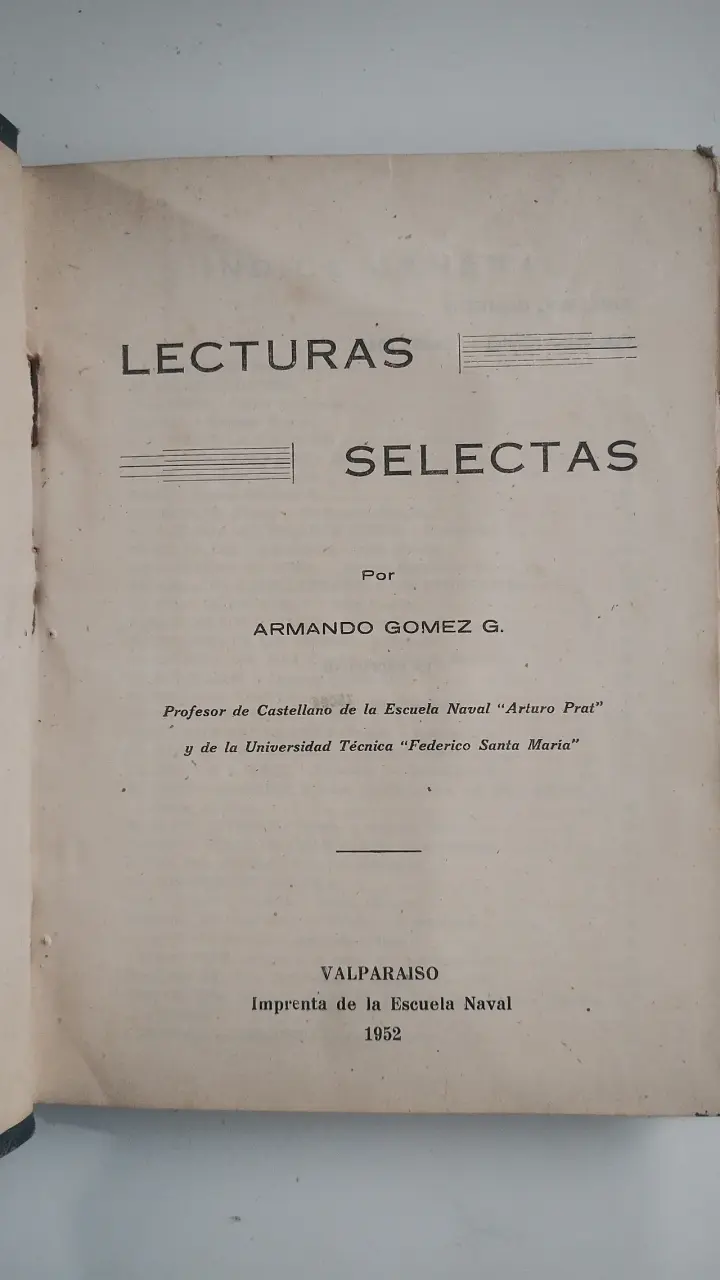 Libro Marina chilena Lecturas Selectas de 1952 - 2
