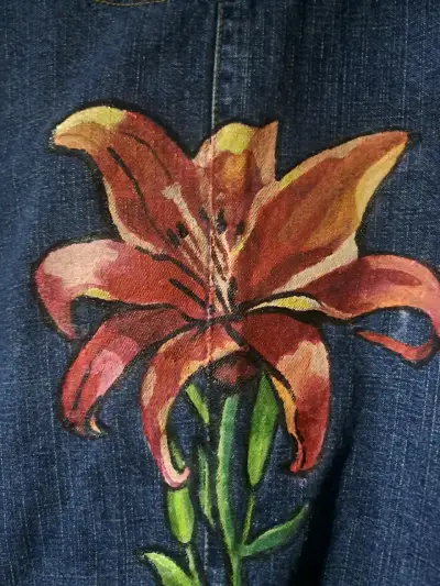 Chaqueta de mezclilla pintada a mano, modelo único - miniatura 4