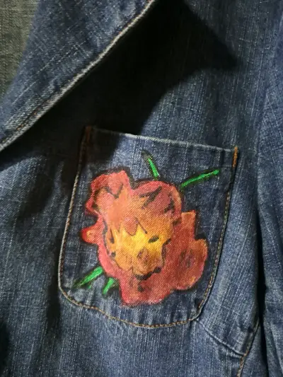 Chaqueta de mezclilla pintada a mano, modelo único - miniatura 5