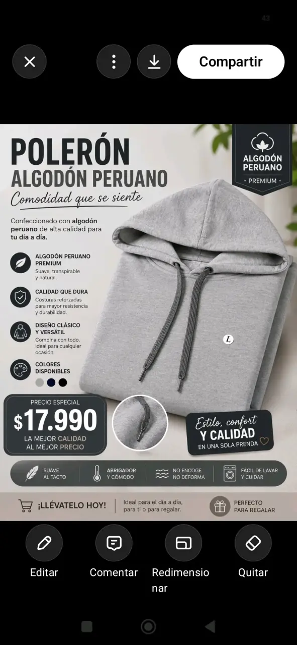 Polerón con Capucha de Algodón Premium - 2