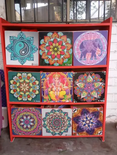 Mueble organizador decorativos mandalas y elefante - miniatura 1