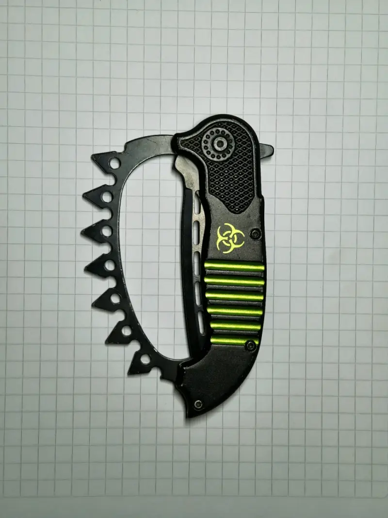 Cuchillo táctico con diseño biohazard y hoja negra - 2