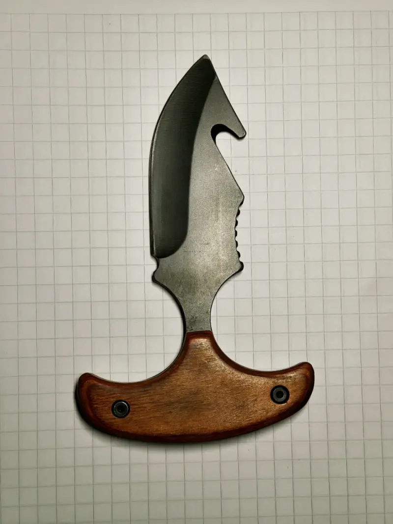 Cuchillo de caza con mango de madera y funda - 1