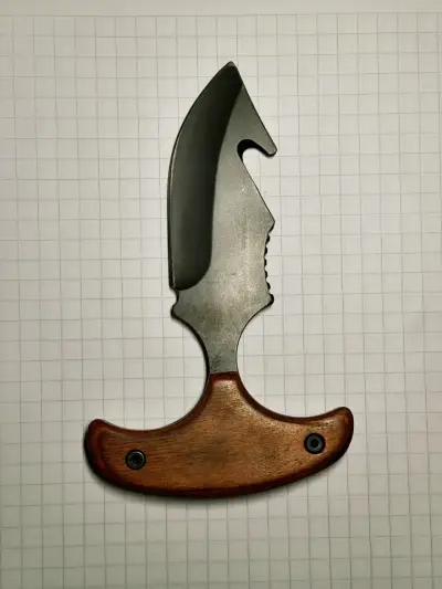 Cuchillo de caza con mango de madera y funda - miniatura 1