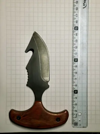 Cuchillo de caza con mango de madera y funda - miniatura 3