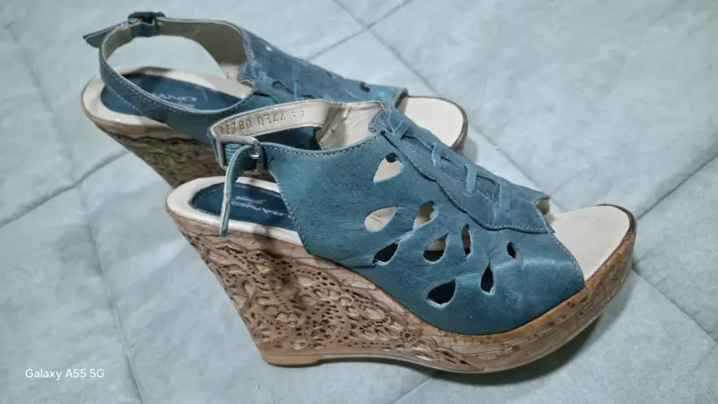Sandalias de Cuña Azul Albano para Mujer - 1