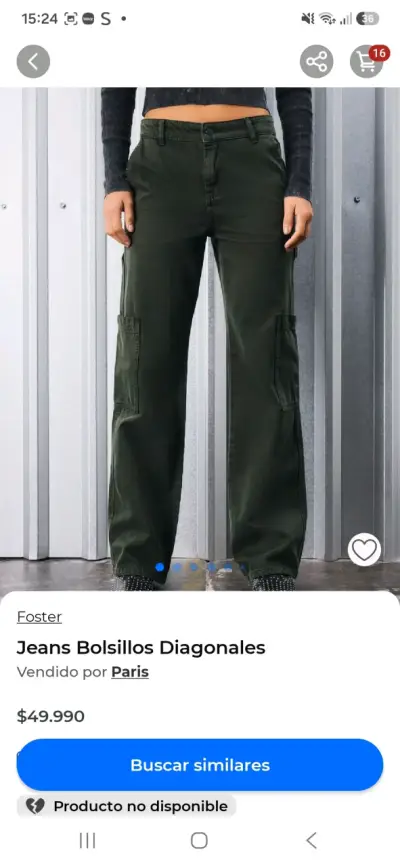 Jeans Foster con bolsillos diagonales verde - miniatura 1