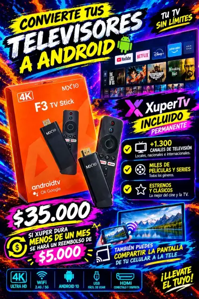 TV Stick MX10 F3 4K con Android TV con app mágica - miniatura 1