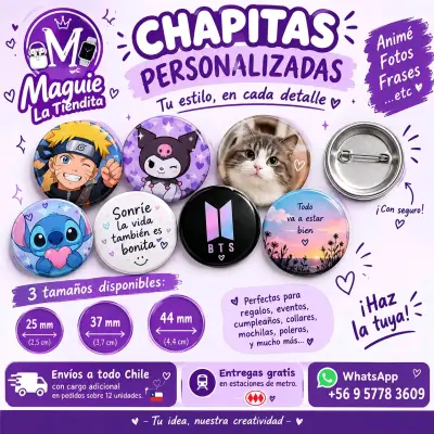 Chapitas Personalizadas de Anime y Frases - miniatura 1