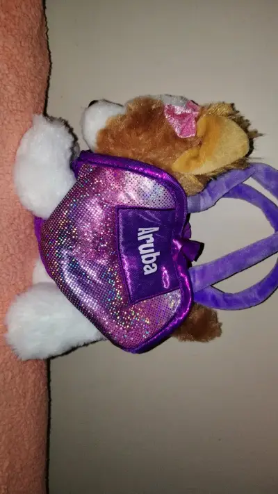 Mochila de peluche perro con lentejuelas - miniatura 1